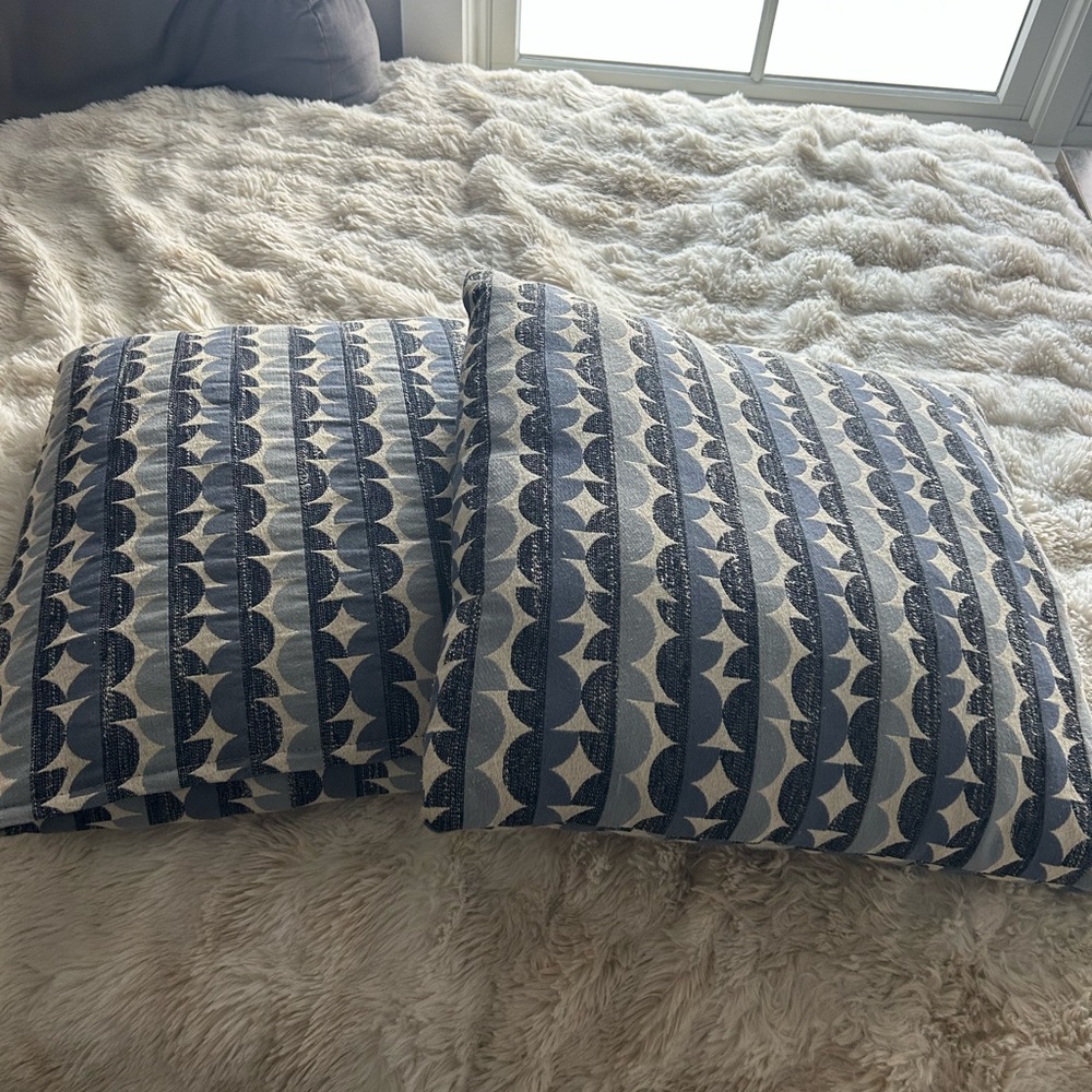 Blue and White Patterned Throw Pillows.  3 of them - Picture 2 of 4